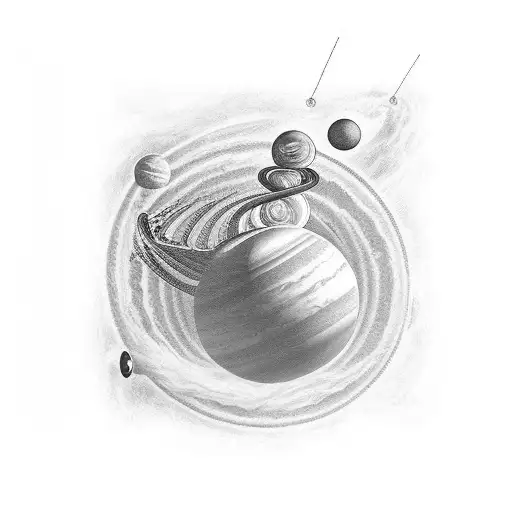 Galileu Galilei observing Saturn with a telescope tattoo design idea