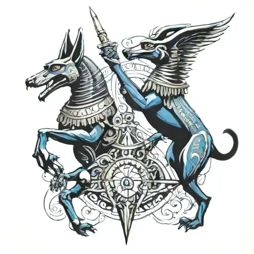 horus y anubis luchando entre ellos tattoo design idea