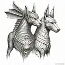 horus y anubis tattoo design idea