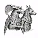 horus y anubis tattoo design idea