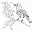 Song thrush bird tattoo design idea