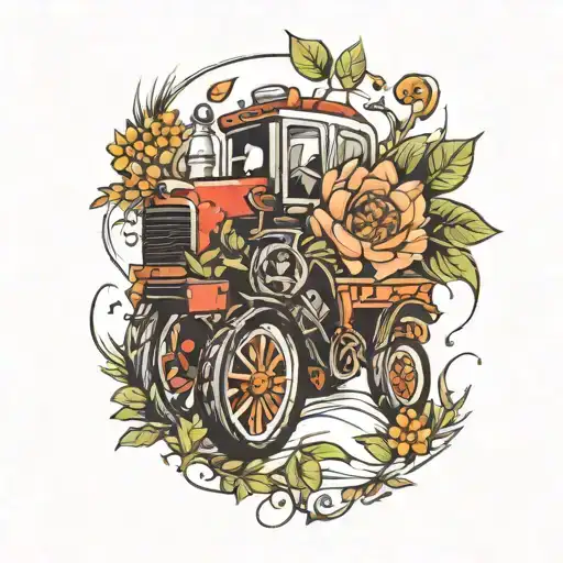 farming and flowe tattoo design idea