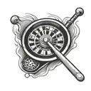 ice hockey puck, roulette wheel tattoo design idea