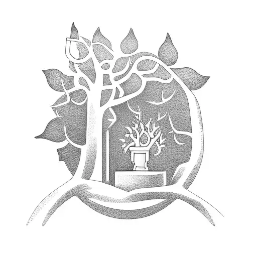 Money tree growing out of a candlestick chart tattoo design idea