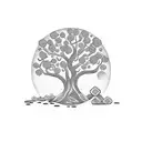 Money tree growing out of a candlestick chart tattoo design idea