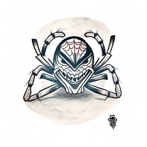 Spider with Oni mask tattoo design idea