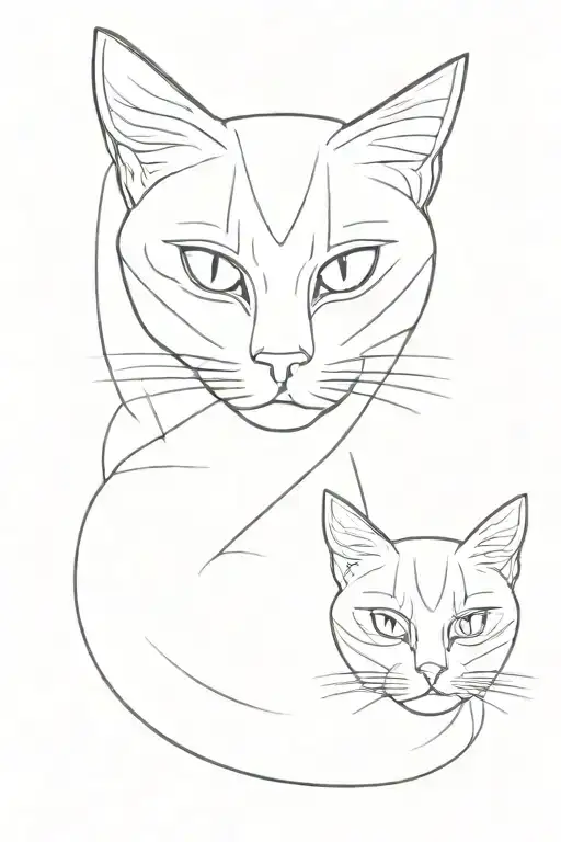 diffrent color cat eyes looking tattoo design idea