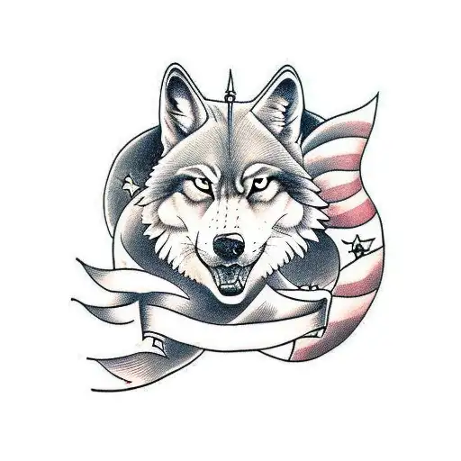 dangerous wolf  tattoo design idea