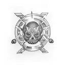 Tattoo idea including the following: boxing, Africa violets, canasta playing cards and fishing  tattoo design idea