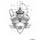 Tattoo idea including the following: boxing, Africa violets, canasta playing cards and fishing  tattoo design idea