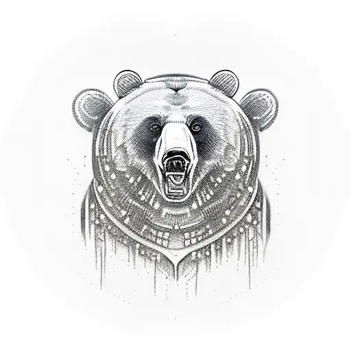 bear with scars on eye and mouth tattoo design idea