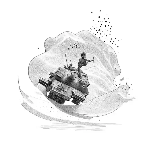 Faris Odeh, a boy throwing a stone at an tank tattoo design idea
