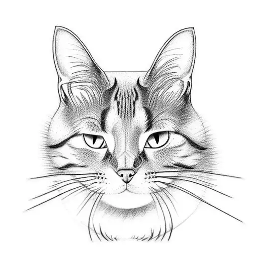 A stylized black and grey tattoo of a cat nestled within the branches of a willow tree tattoo design idea