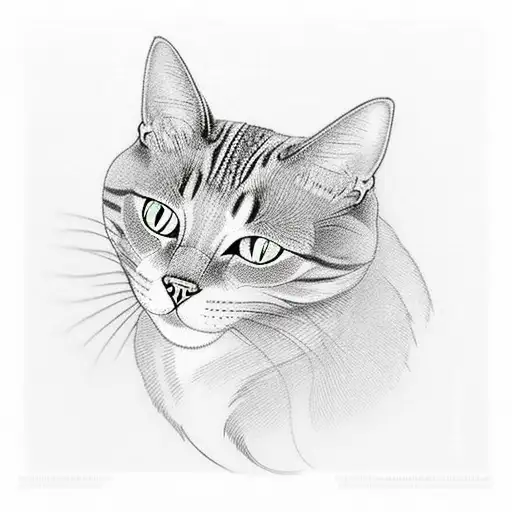 A stylized black and grey tattoo of a cat nestled within the branches of a willow tree tattoo design idea