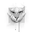 single line illustration  on thigh for men tattoo design idea