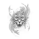 single line illustration  on thigh for men tattoo design idea