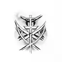 Upside down cross, unholy, Jesus playing rock song guitar  tattoo design idea