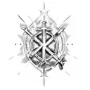 Upside down cross, unholy, Jesus playing rock song guitar  tattoo design idea