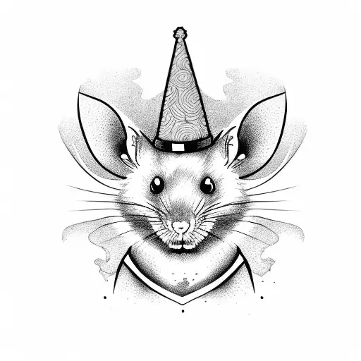 rat with a witch hat  tattoo design idea