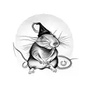 rat with a witch hat  tattoo design idea