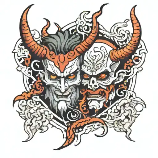half  god and devil tattoo design idea