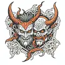 half  god and devil tattoo design idea