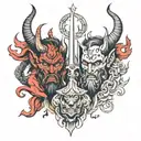 half  god and devil tattoo design idea