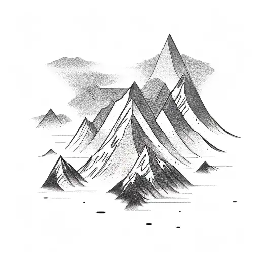 mountain and ocean tattoo design idea