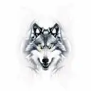 Angrie black Wolf, big teeth, viking axes tattoo design idea