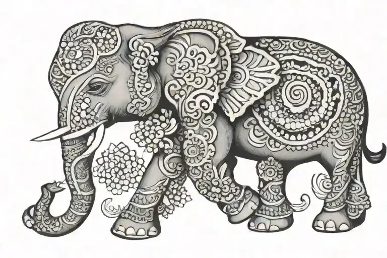 elephant and mandalas tattoo design idea