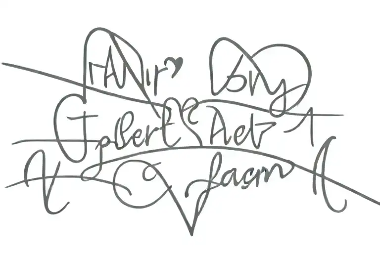 first names Bonny, Lyam and Talonn with heartbeat tattoo design idea