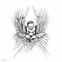 cherub with wings tattoo design idea