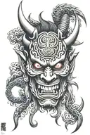 oni demon mask tattoo design idea