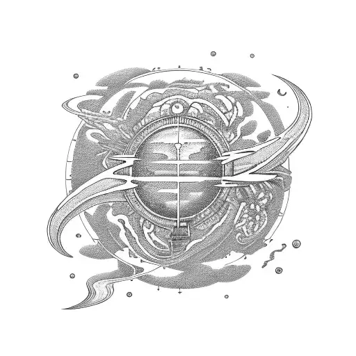 planets, sea, aliens, navy tattoo design idea