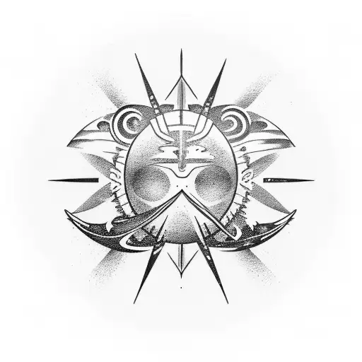 planets, sea, aliens, navy tattoo design idea