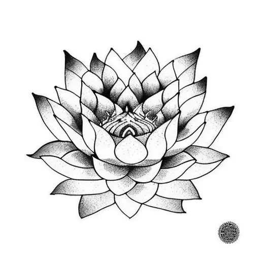 Blue Lotus with  "एवं वर्तमाने" at the bottom tattoo design idea
