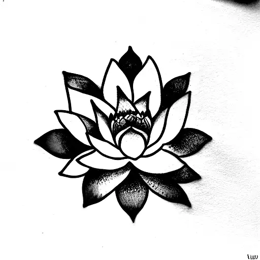 Blue Lotus with  "एवं वर्तमाने" at the bottom tattoo design idea