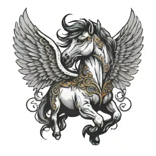horse with wings tattoo design idea