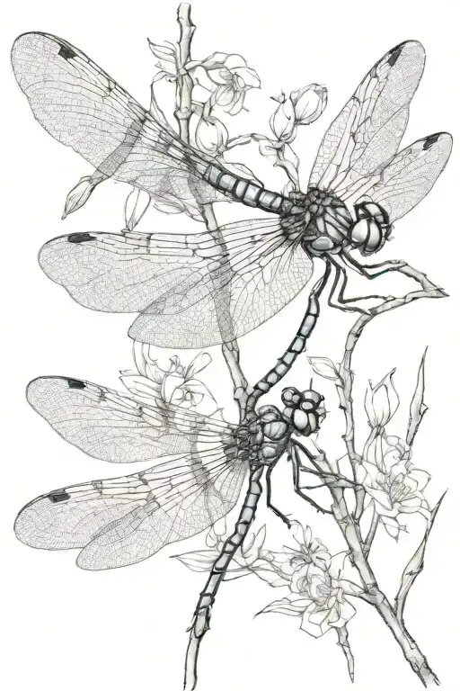 dragonfly flying tattoo design idea
