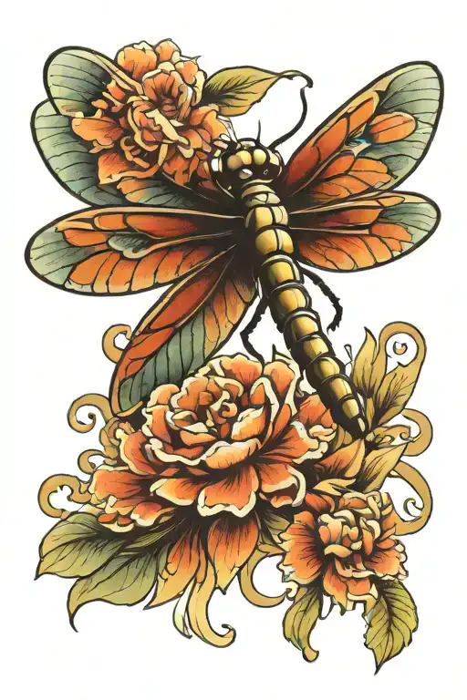 dragonfly flying tattoo design idea