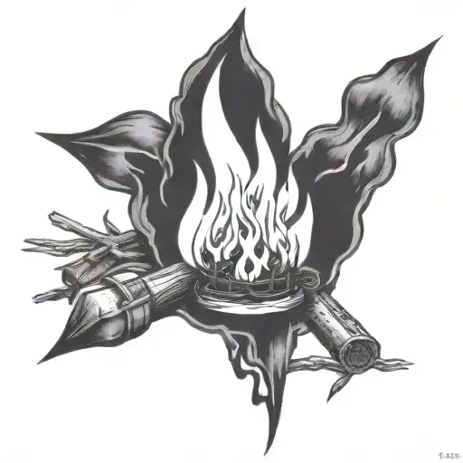 camp fire tattoo design idea