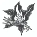 camp fire tattoo design idea