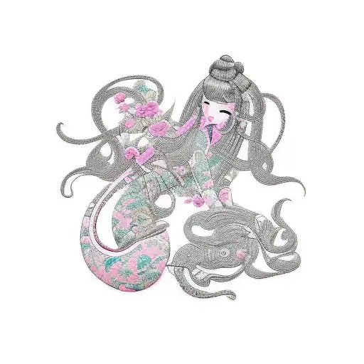 Pink words that says "barbie" in japanese tattoo design idea