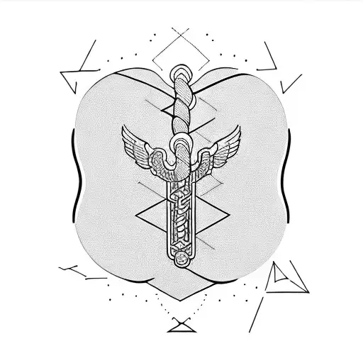 Hermes caduceus minimal tattoo design idea