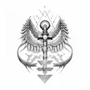 Hermes caduceus minimal tattoo design idea