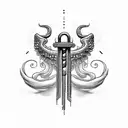 Hermes caduceus minimal tattoo design idea