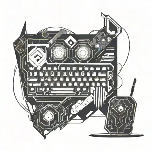 gaming pc keyboard with a portal opening tattoo design idea
