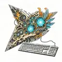 gaming pc keyboard with a portal opening tattoo design idea