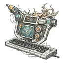 gaming pc keyboard with a portal opening tattoo design idea