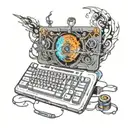 gaming pc keyboard with a portal opening tattoo design idea